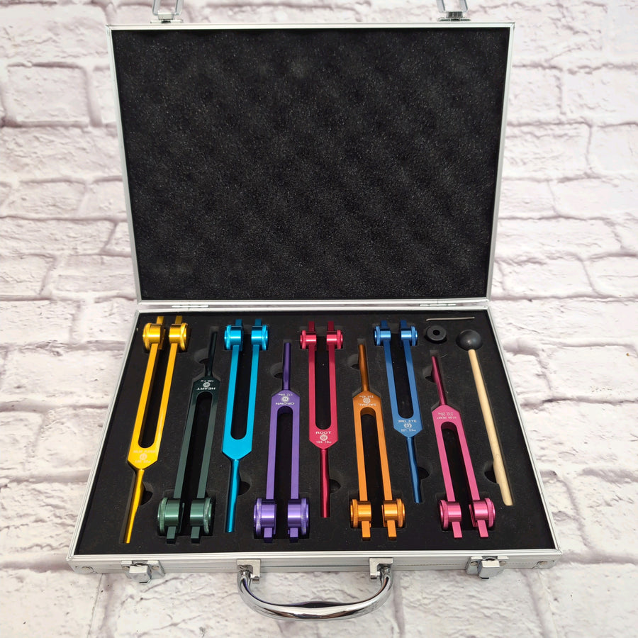 Chakra Tuning Fork Set, Weighted Tuning Forks of 8 Color,7 Chakra and 1 Soul Purpose Tuning Forks for DNA Healing, Sound Therapy, Yoga, Meditation