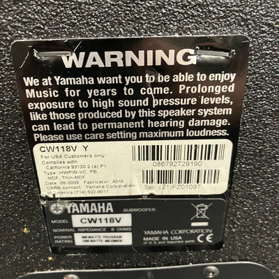 Yamaha CW118 18 Passive Subwoofer