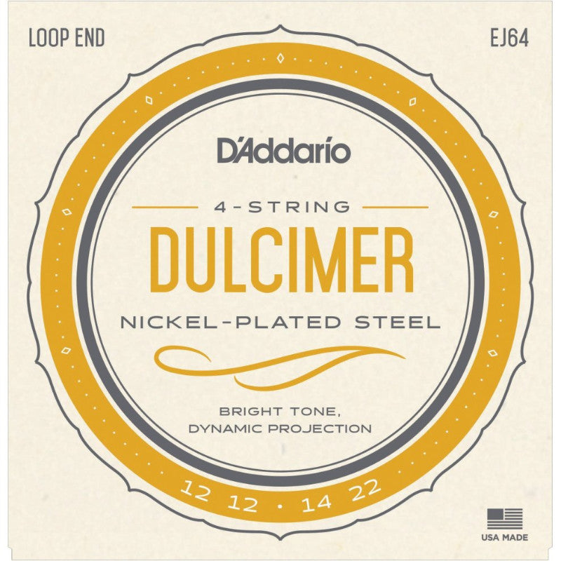 D'Addario 4 Strings Nickel Plated Steel Loop End 12-22 Dulcimer Strings
