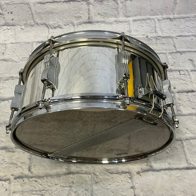 Ludwig 6.5x14 Rocker Snare Drum | Bow-Tie Lugs | Chrome Over Wood | Granitone Interior | 1980s Black/White Badge