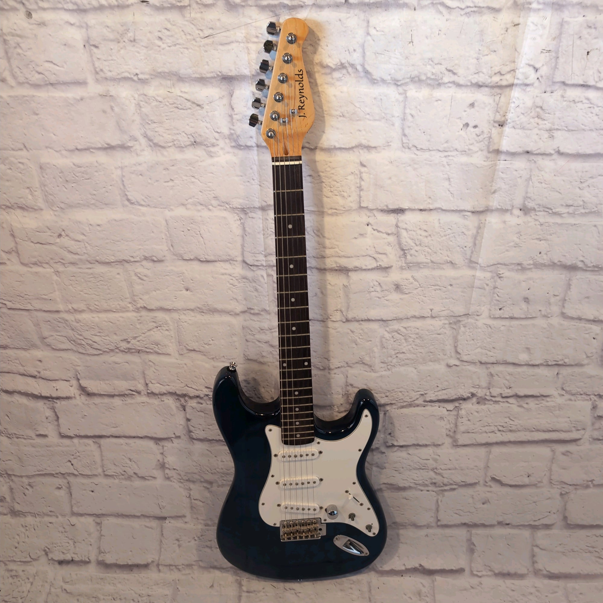 J Reynolds Transparent Teal Strat Style Electric Guitar