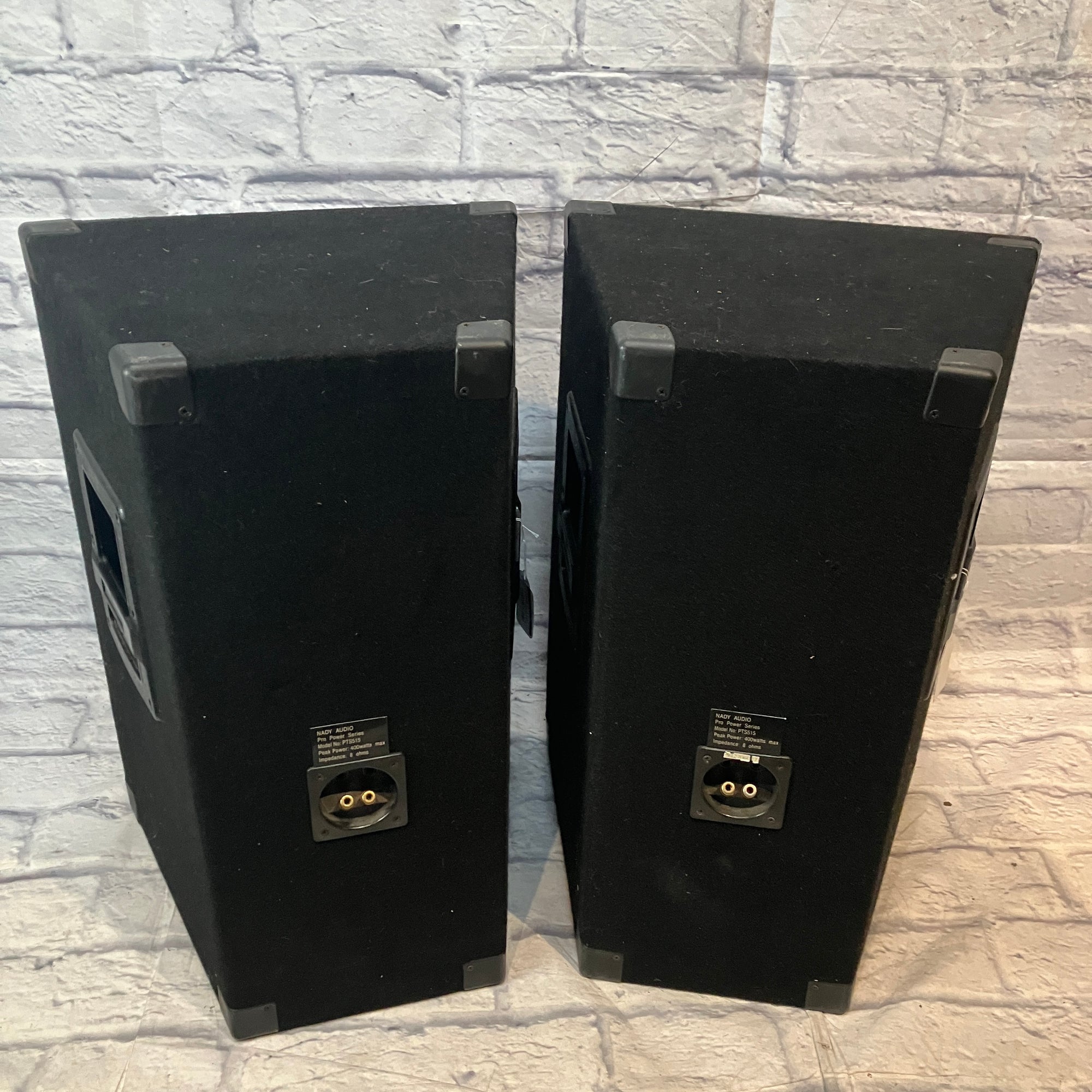 Pair of Nady PTS515 12" 400 Watt 2-Way Trapezoid Speaker Cabinets