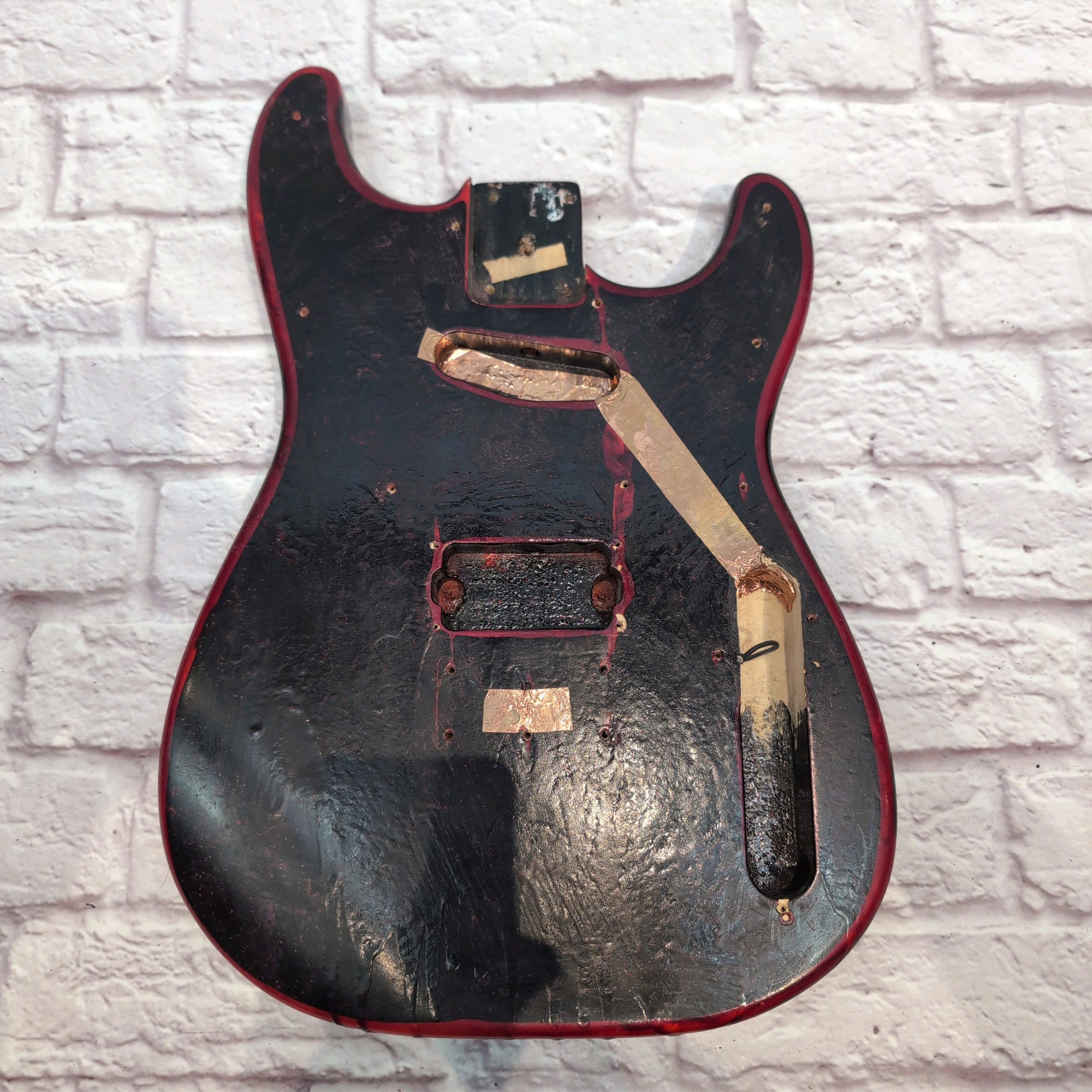 Black and Red Relic Stratocaster Style Electric Guitar Body with Distressed Finish H-S