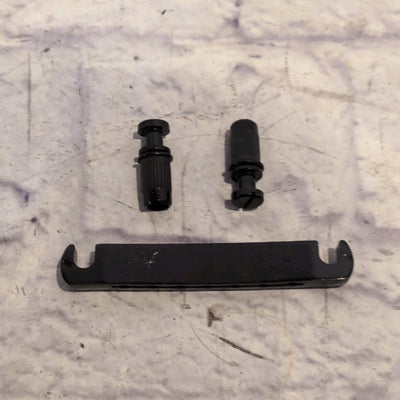 Black 7 String Stop Bar Tailpiece with Anchors and Studs