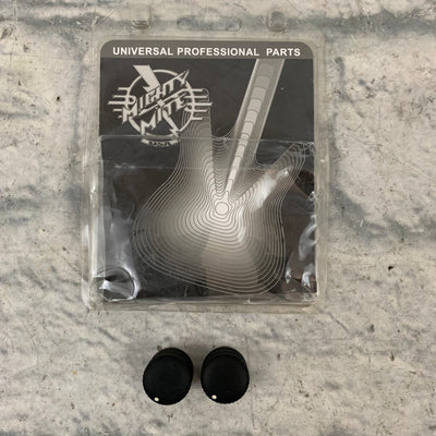 Mighty Mite Metal Control Knobs Pair Black Knurled Shaft
