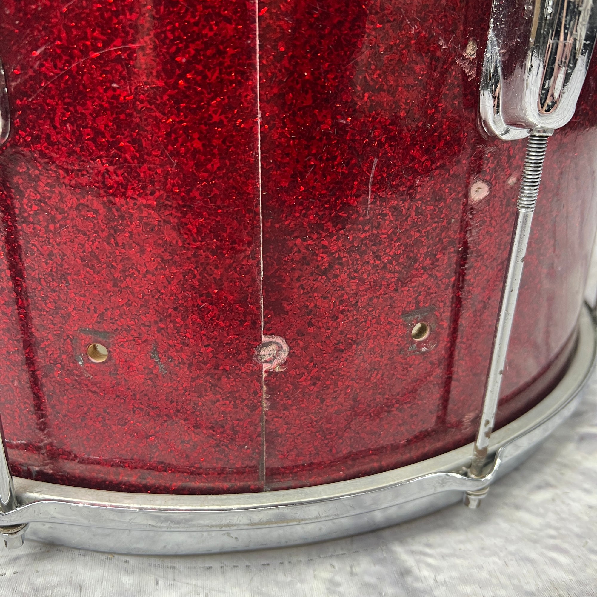 Slingerland 1960s 15x12 Red Sparkle Marching Snare AS IS
