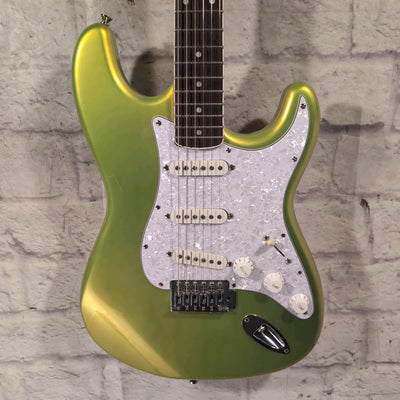 Partscaster Solar Flare Green Squier Body Bound Neck Electric Guitar