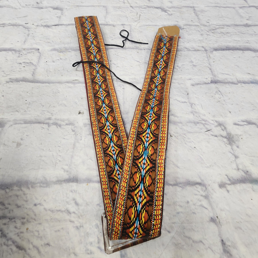 Unknown Vintage Guitar Strap with Leather Ends Strap