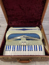 Vintage Italian Accordion Model C10 White with Blue Sparkle Keys