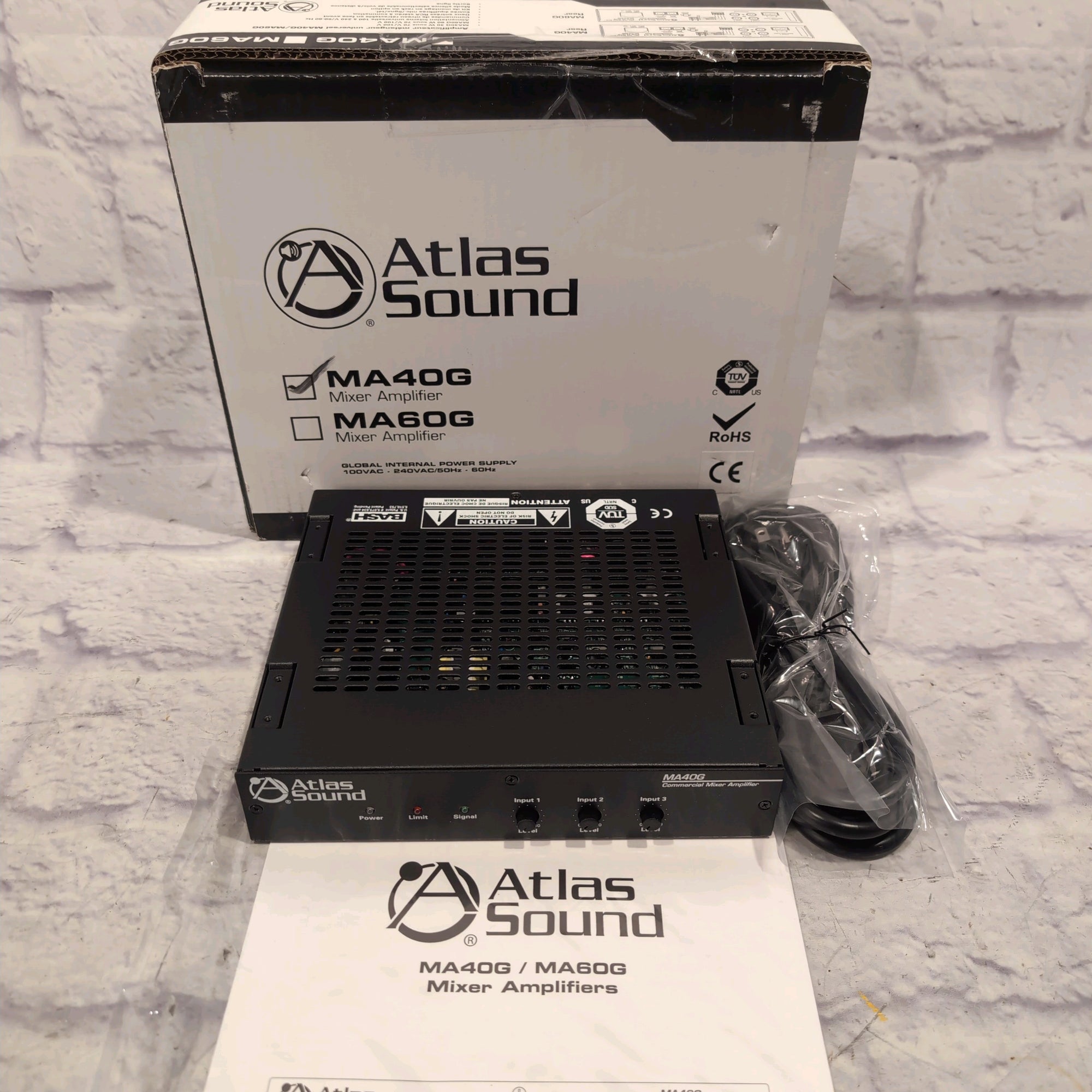 Atlas Sound MA40G Global Mixer Amplifier 3 Channel 40 Watt Balanced