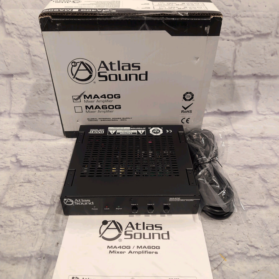 Atlas Sound MA40G Global Mixer Amplifier 3 Channel 40 Watt Balanced