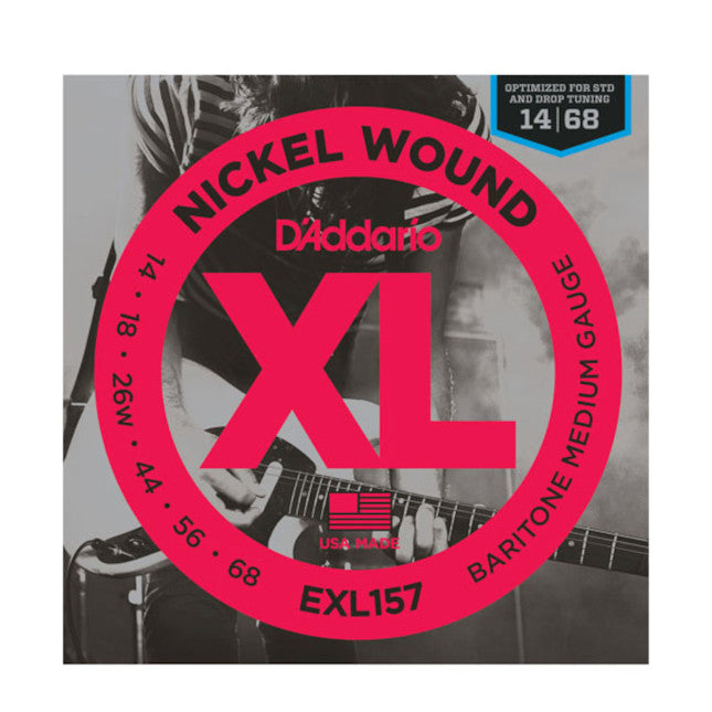 D'Addario EXL157 Nickel Wound BARITONE Electric Guitar Strings 14-68