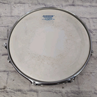 Ludwig Acrolite No 404 1970s 8-Lug Aluminum 5x14 Snare Drum Blue/Olive Badge w/blue case