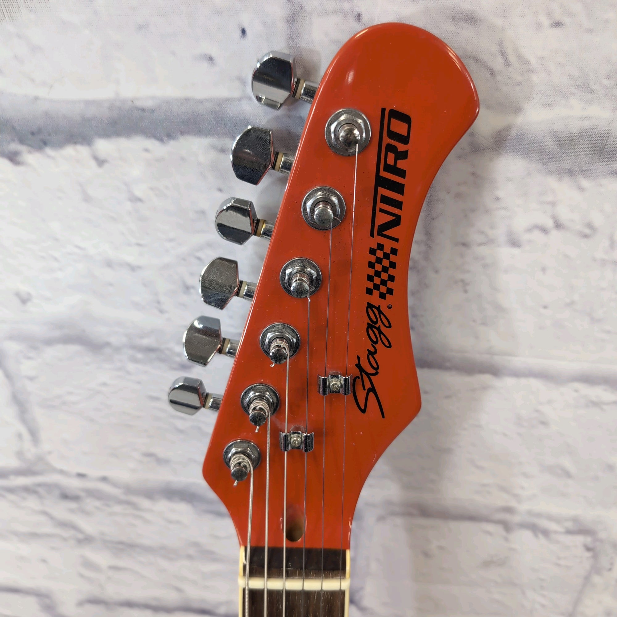 Stagg Nitro Telecaster Electric Guitar - Orange Checkered