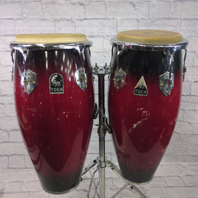 Toca Conga Pair Red Fade with Stand