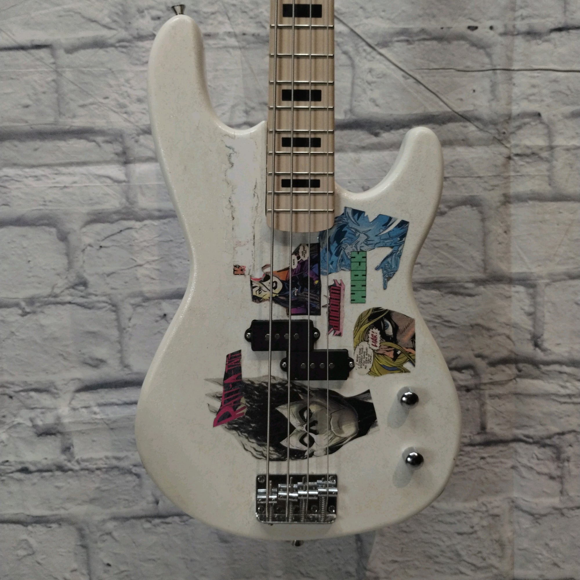 Glarry GP Bass White W/ Block Inlays
