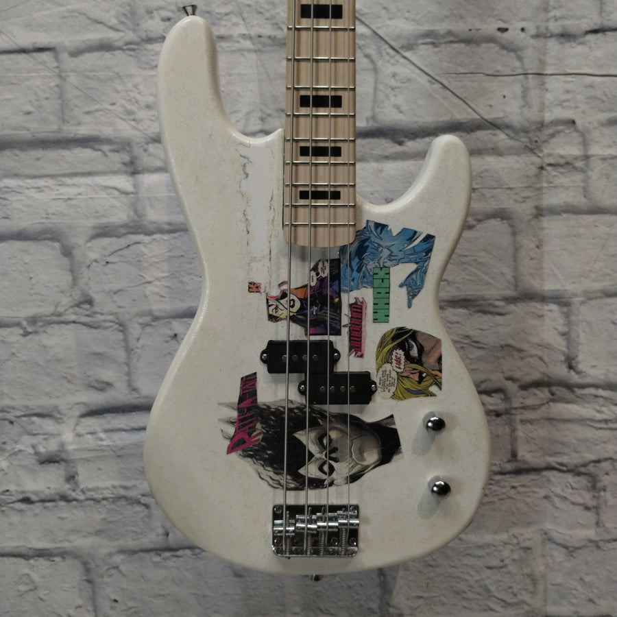 Glarry GP Bass White W/ Block Inlays