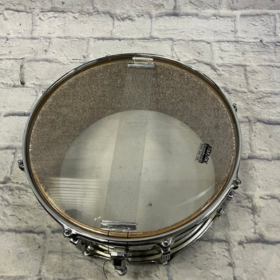 Ludwig 6.5x14 Rocker Snare Drum | Bow-Tie Lugs | Chrome Over Wood | Granitone Interior | 1980s Black/White Badge