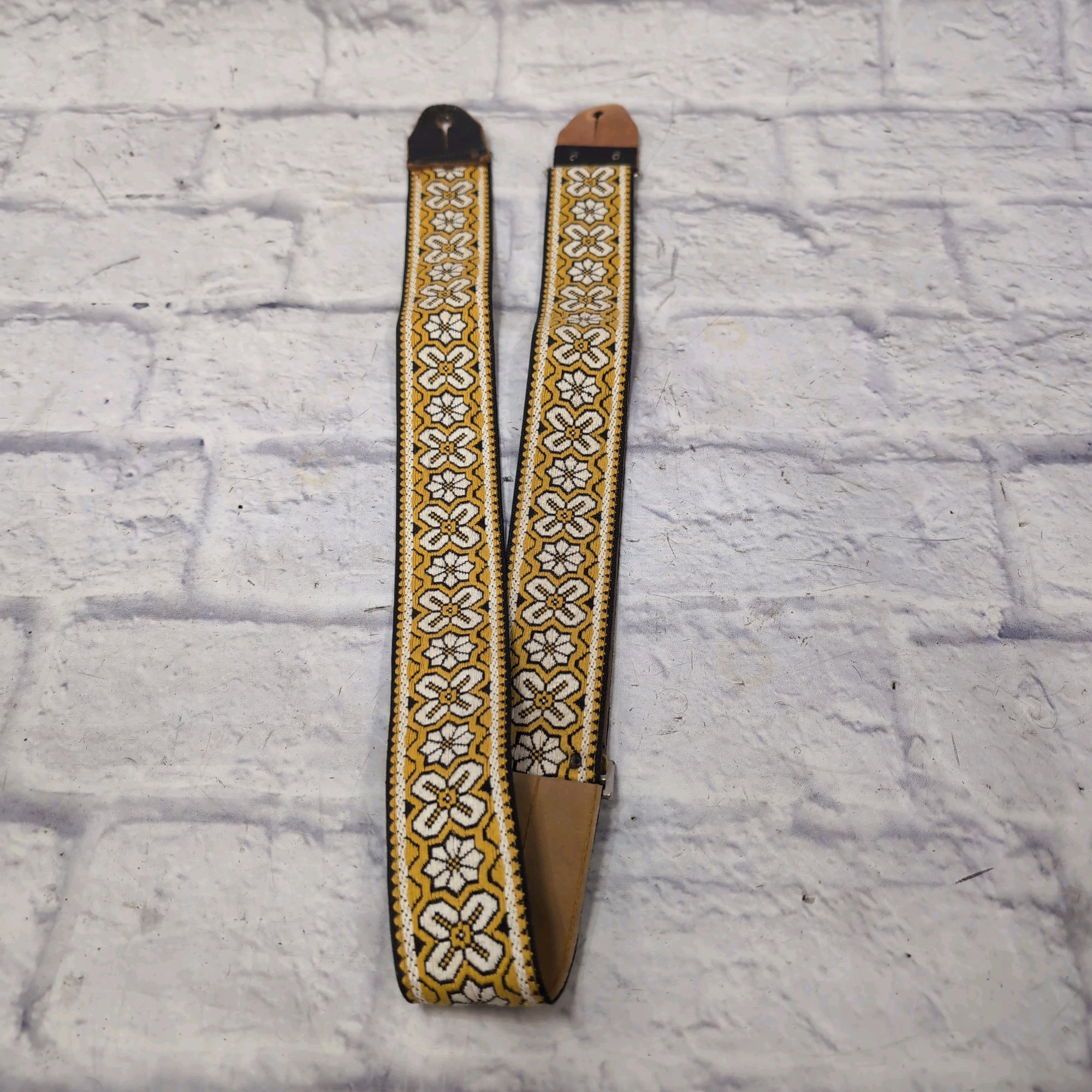 Ace Straps Vintage 1960s Yellow Black Pattern Guitar Strap