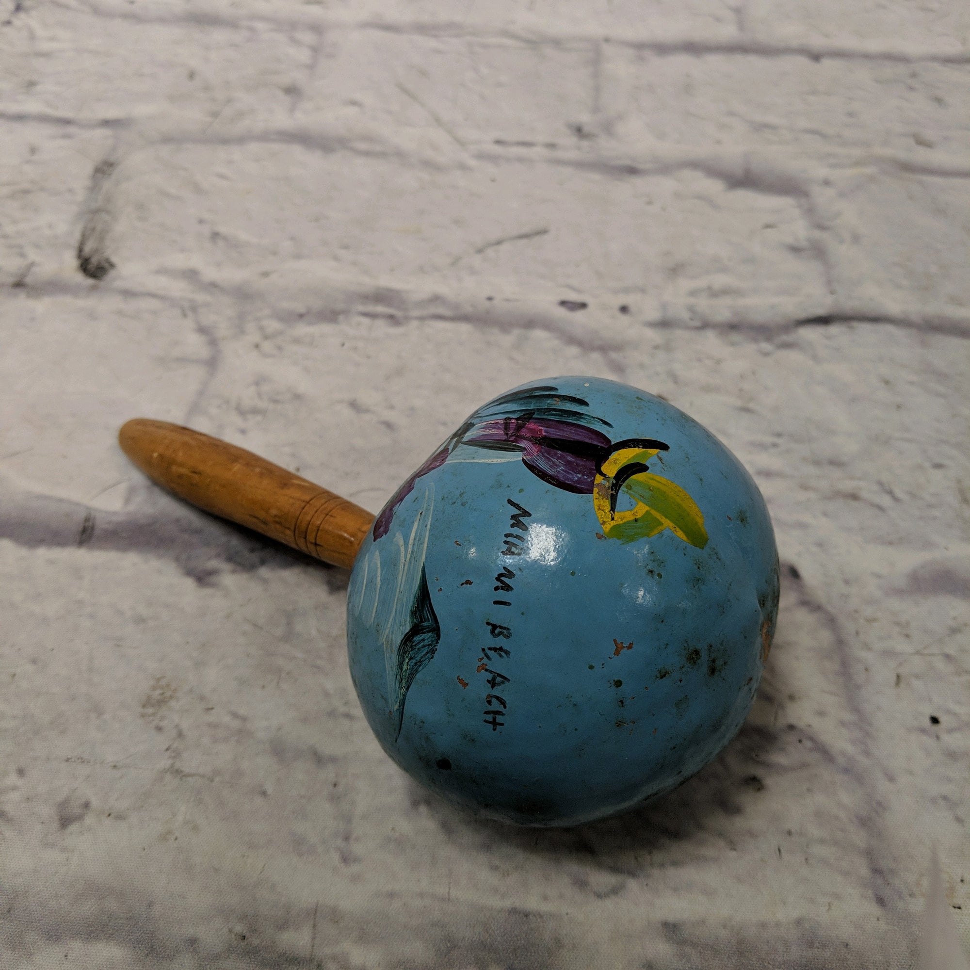 Unknown "Miami Beach" Blue Mexican Maraca Shaker