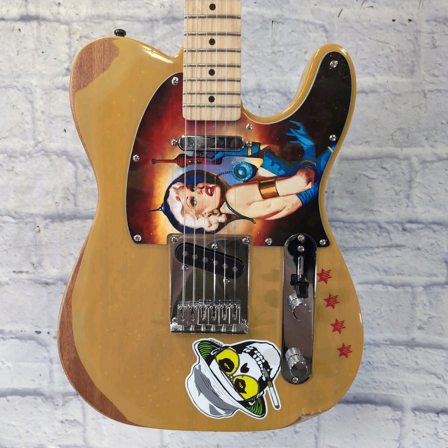 Squier Affinity Telecaster Electric Guitar Relic w/ 1950s Sci Fi Woman Pickguard