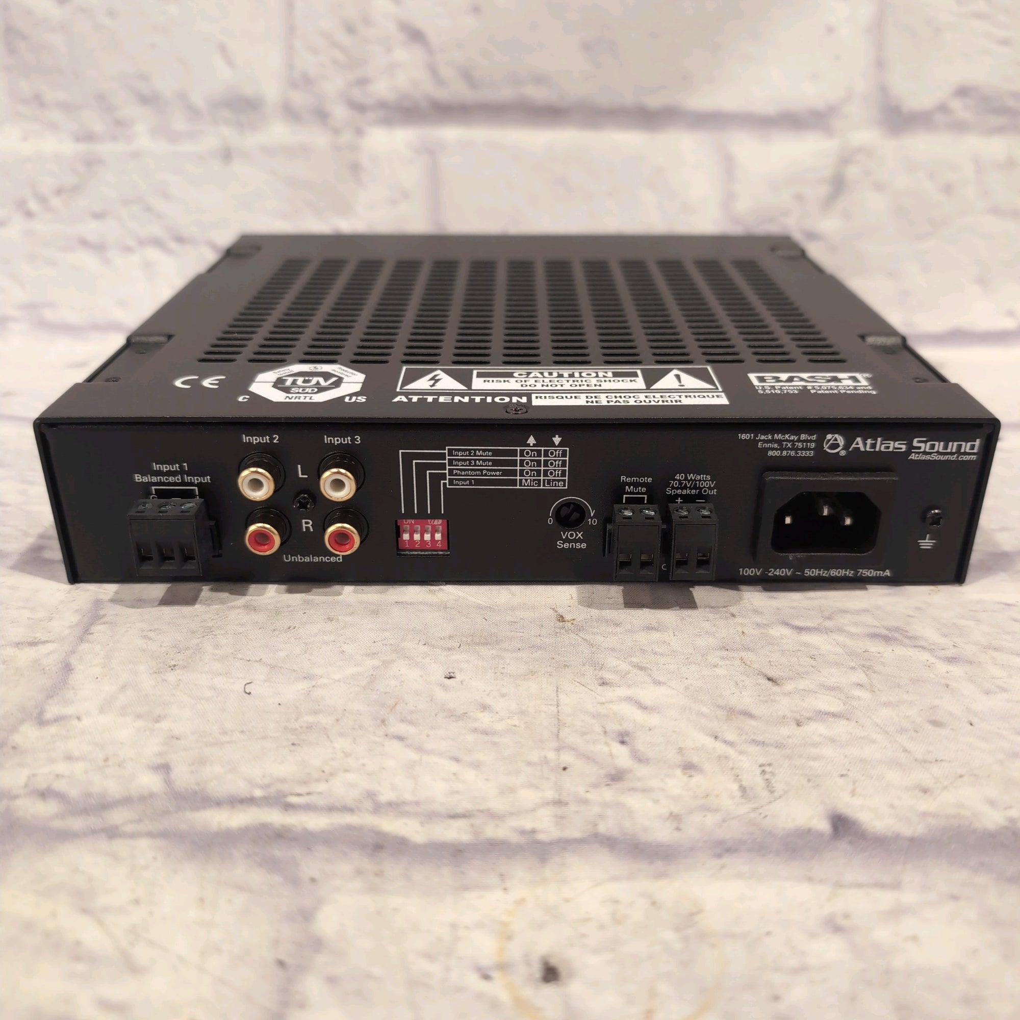 Atlas Sound MA40G Global Mixer Amplifier 3 Channel 40 Watt Balanced