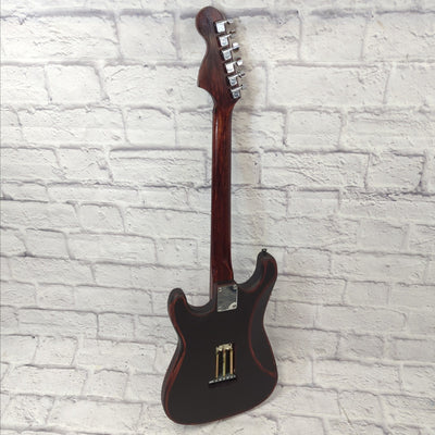 Unknown Stratocaster Style Solid Body Flat Black Over Red