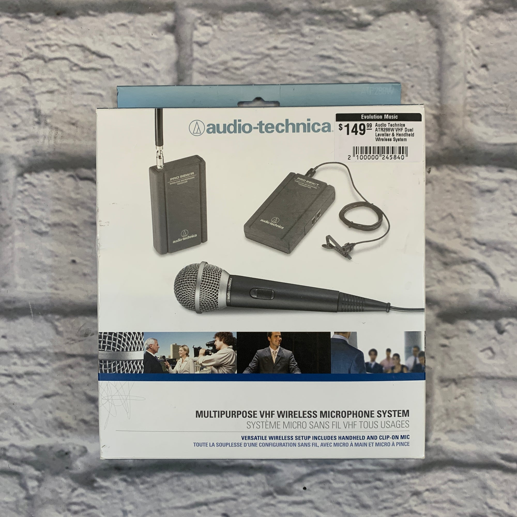 Audio Technica ATR288W VHF Dual Lavalier & Handheld Wireless System Microphone