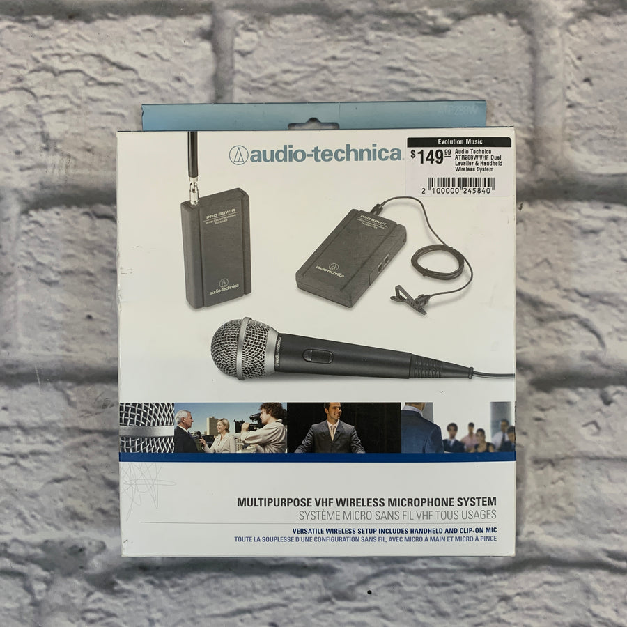 Audio Technica ATR288W VHF Dual Lavalier & Handheld Wireless System Microphone