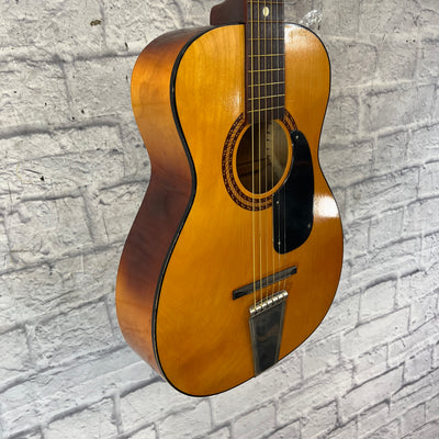 Airline Parlor Acoustic Guitar w/ Chipboard Case, Vintage Strap, and Vintage Tuner