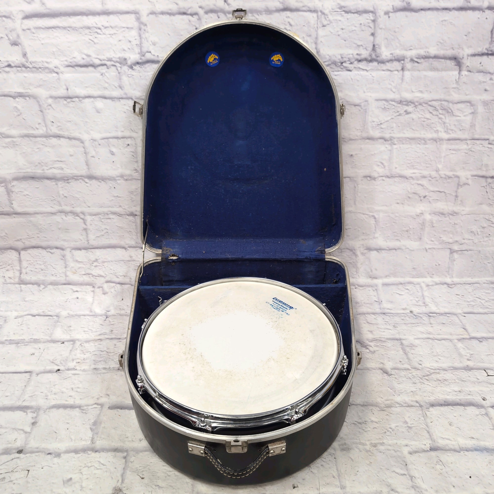 Ludwig Acrolite No 404 1970s 8-Lug Aluminum 5x14 Snare Drum Blue/Olive Badge w/blue case