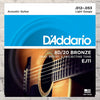 D'Addario EJ11 Light 80/20 Bronze Acoustic Strings 12-53
