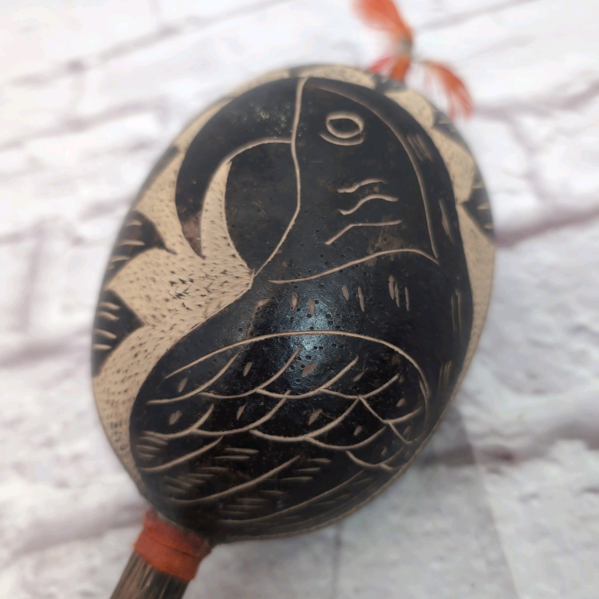 Handcrafted Peruvian Gourd Maracas with Intricate Bird Design - Authentic Folk Art Hand Percussion