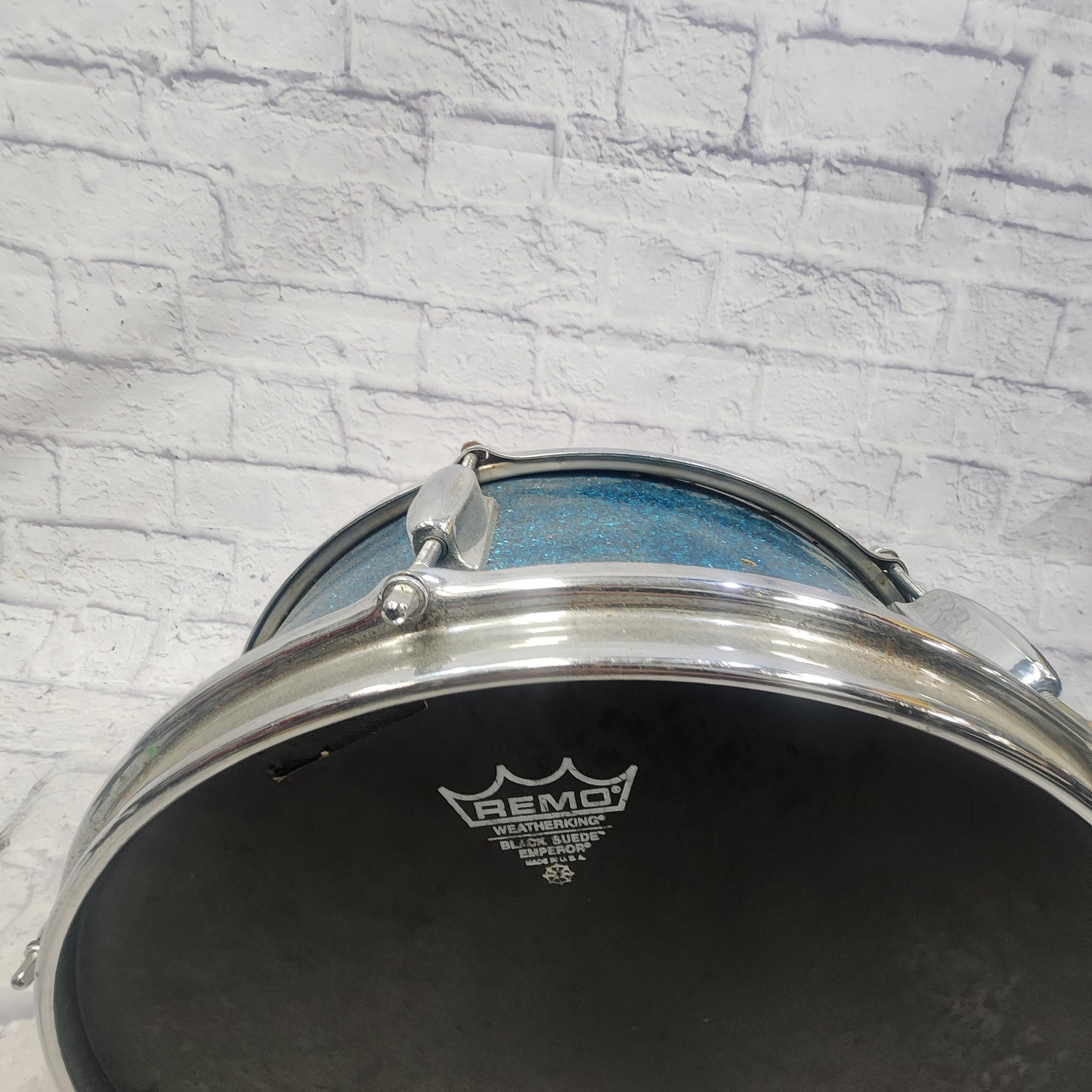 Unknown Vintage Japan 14 Blue Sparkle Snare AS IS