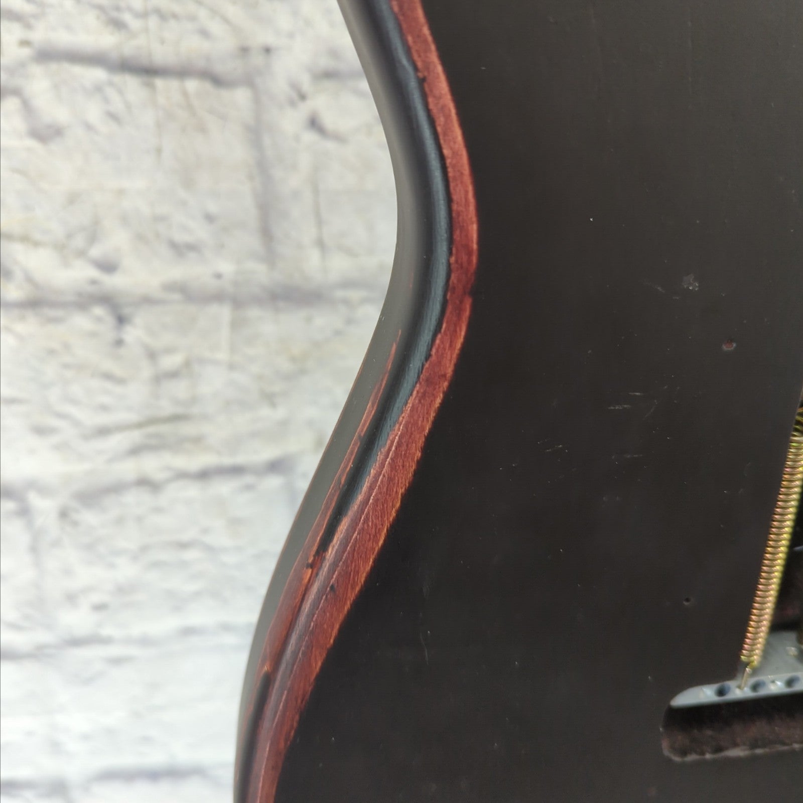 Unknown Stratocaster Style Solid Body Flat Black Over Red