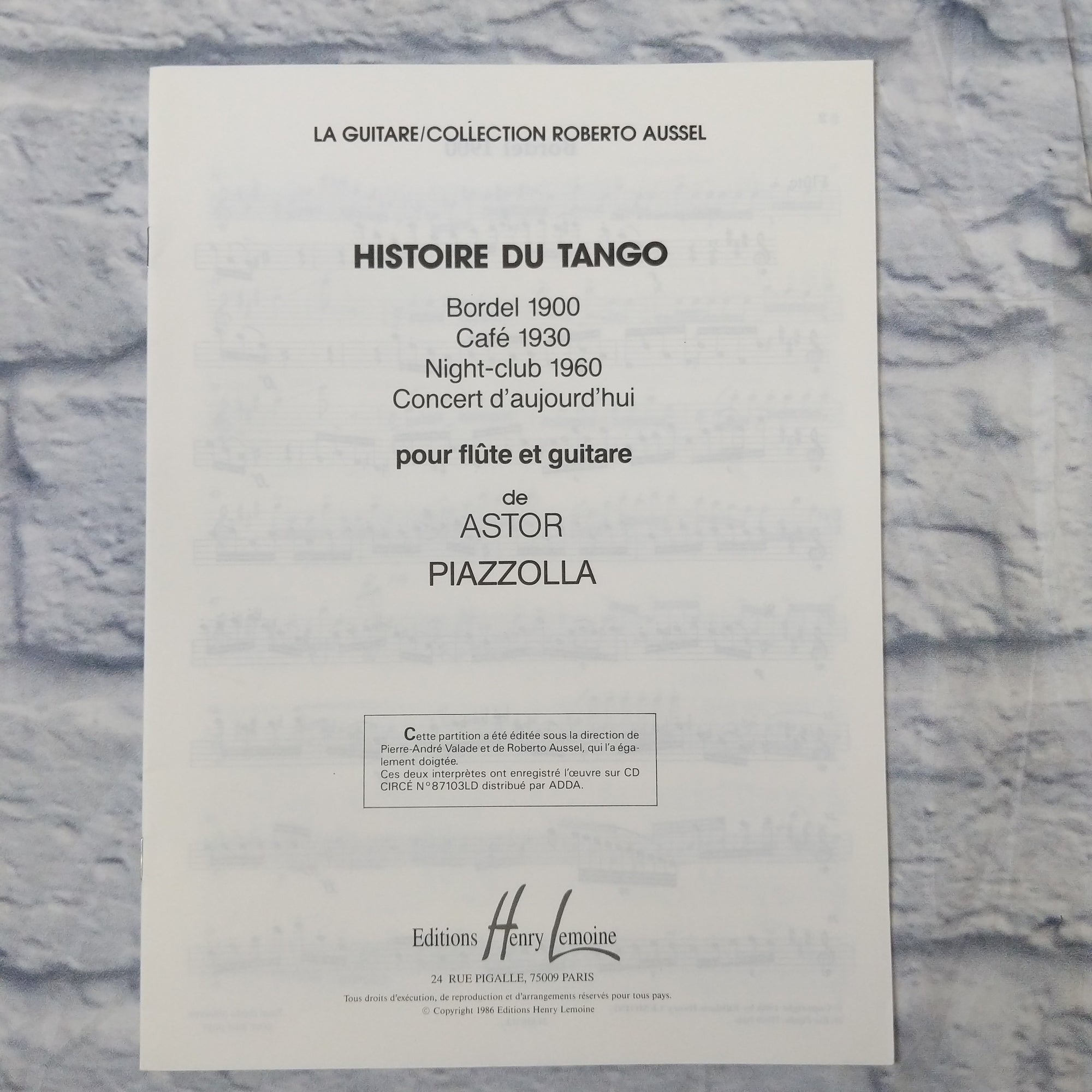 Histoire Du Tango for flute and guitar