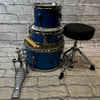 Mendini Kid's JR 3 Piece Drum Kit Blue Sparkle