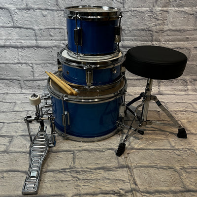 Mendini Kid's JR 3 Piece Drum Kit Blue Sparkle