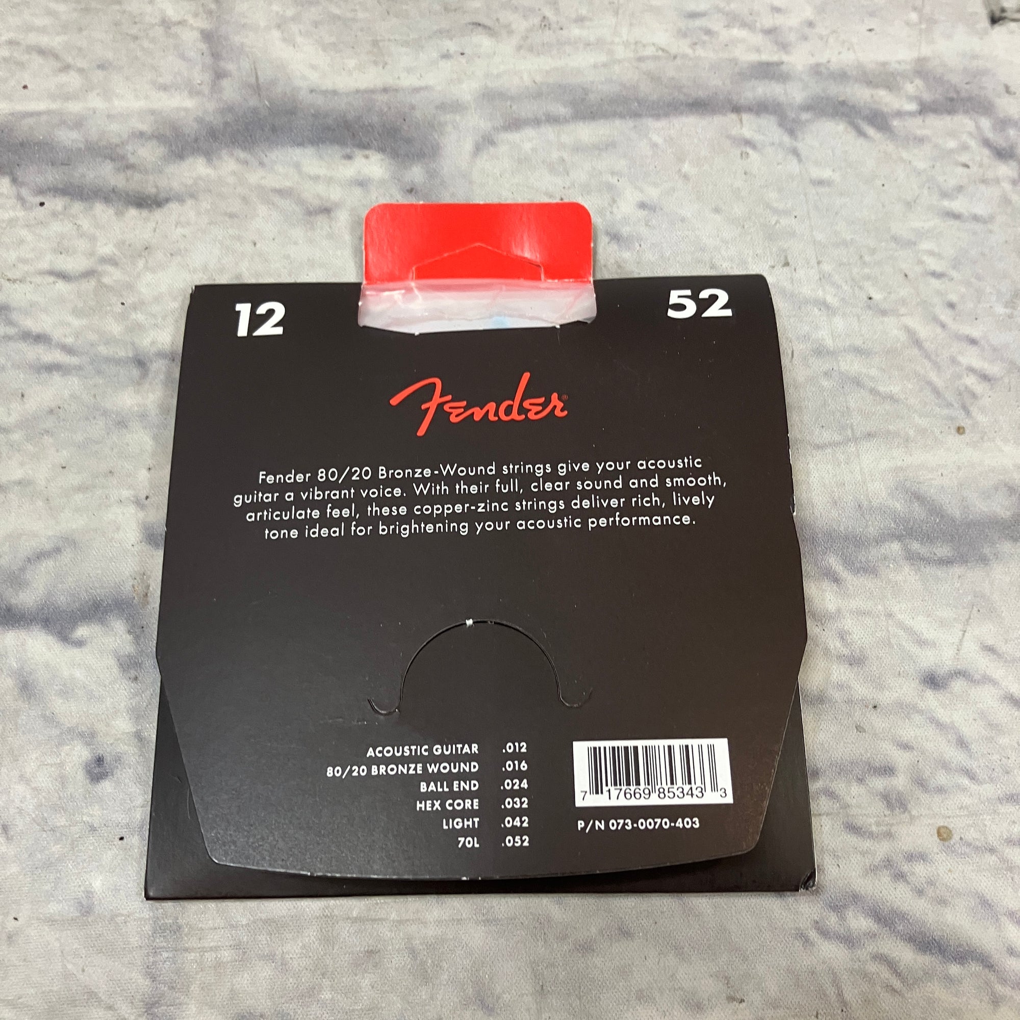 Fender 70L 12-52 80/20 Acoustic Guitar Strings
