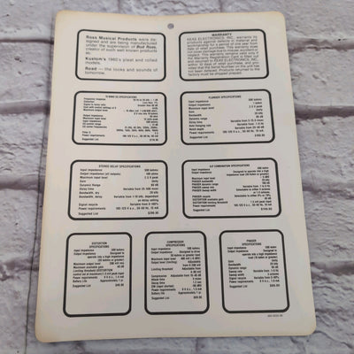 Ross Effects Pedals 1978 Product Catalog Handout