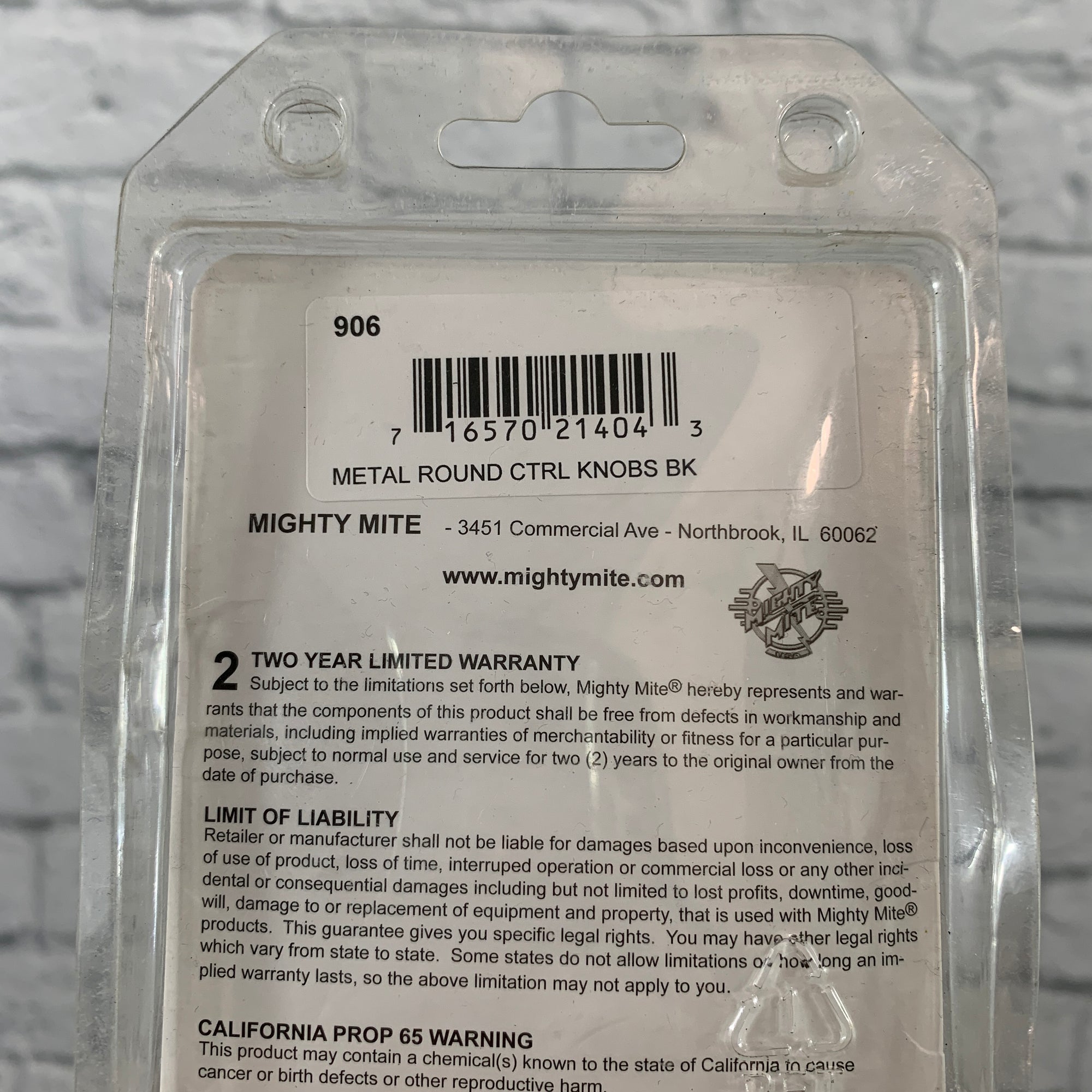 Mighty Mite Metal Control Knobs Pair Black Knurled Shaft