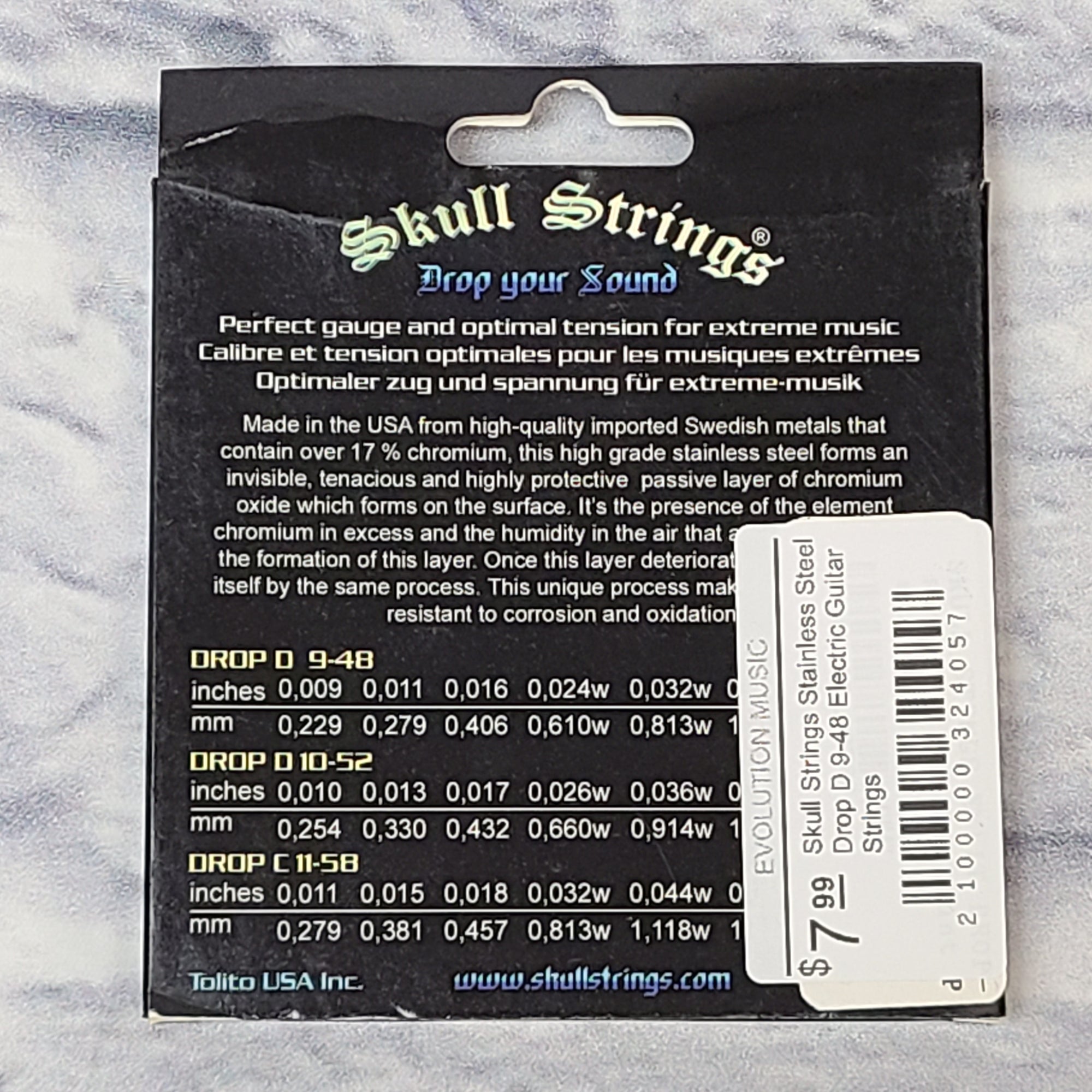 Skull Strings Stainless Steel Drop D 9-48 Electric Guitar Strings