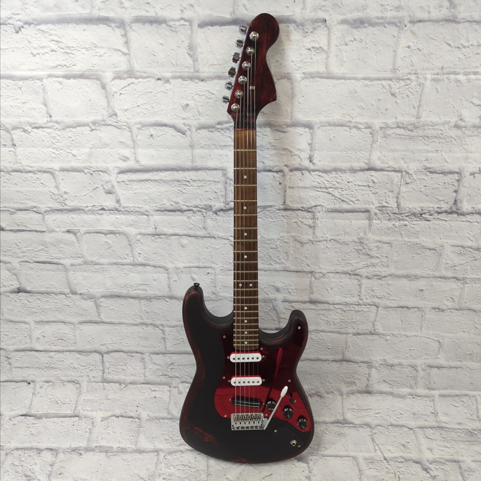 Unknown Stratocaster Style Solid Body Flat Black Over Red