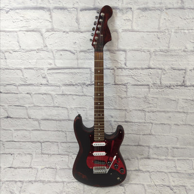 Unknown Stratocaster Style Solid Body Flat Black Over Red