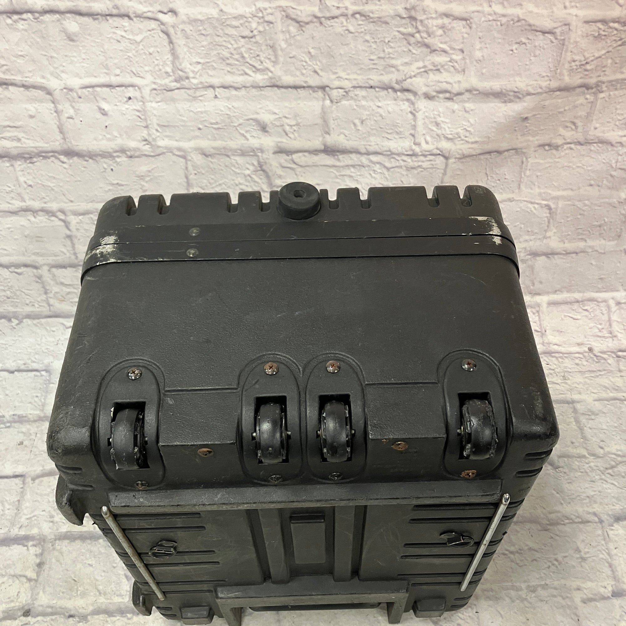 Unknown Plastic DJ Case with Wheels and Telescoping Handle