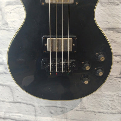 Vintage Lawsuit Era Aria Les Paul Bass 4 String Bass Guitar Made In Japan - Black