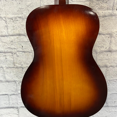 Airline Parlor Acoustic Guitar w/ Chipboard Case, Vintage Strap, and Vintage Tuner
