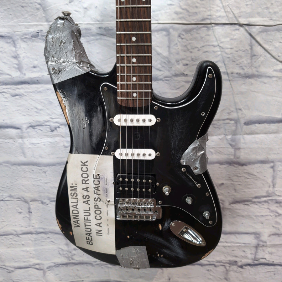 Squier Affinity Stratocaster Black Vandalism Strat Electric Guitar