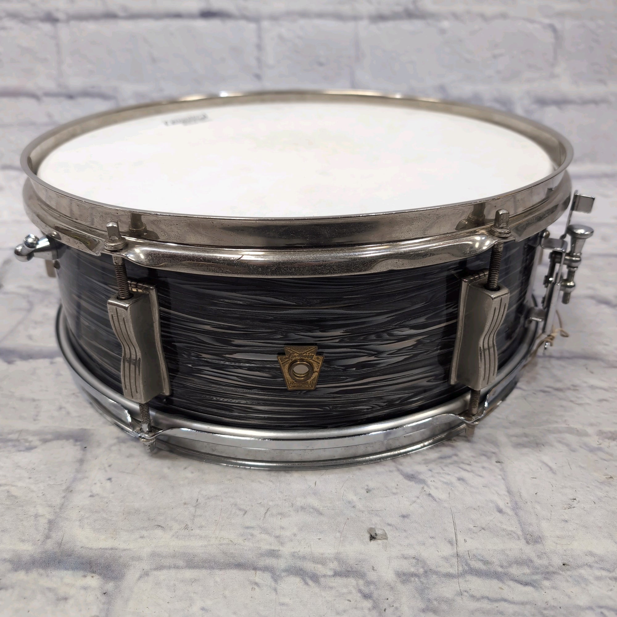 Ludwig Pioneer 5x14" Snare Drum Black Oyster Pearl Keystone Badge Vintage 1964