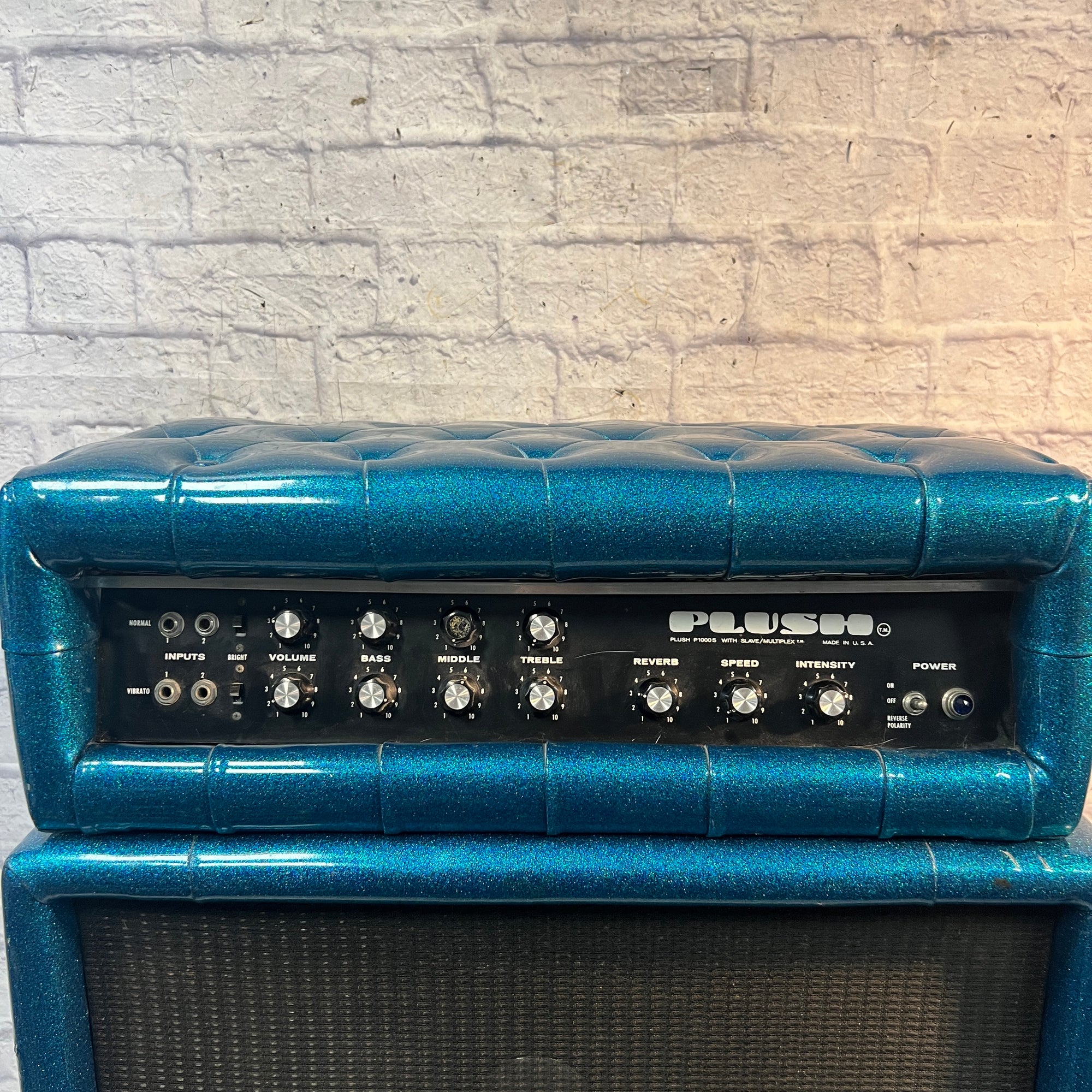 Plush Vintage P1000S Tube Amp Head Blue Sparkle